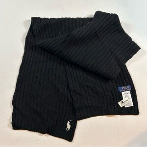 Polo Ralph Lauren Mens Scarf One Size Unisex Black Scarve Long Winter Pony